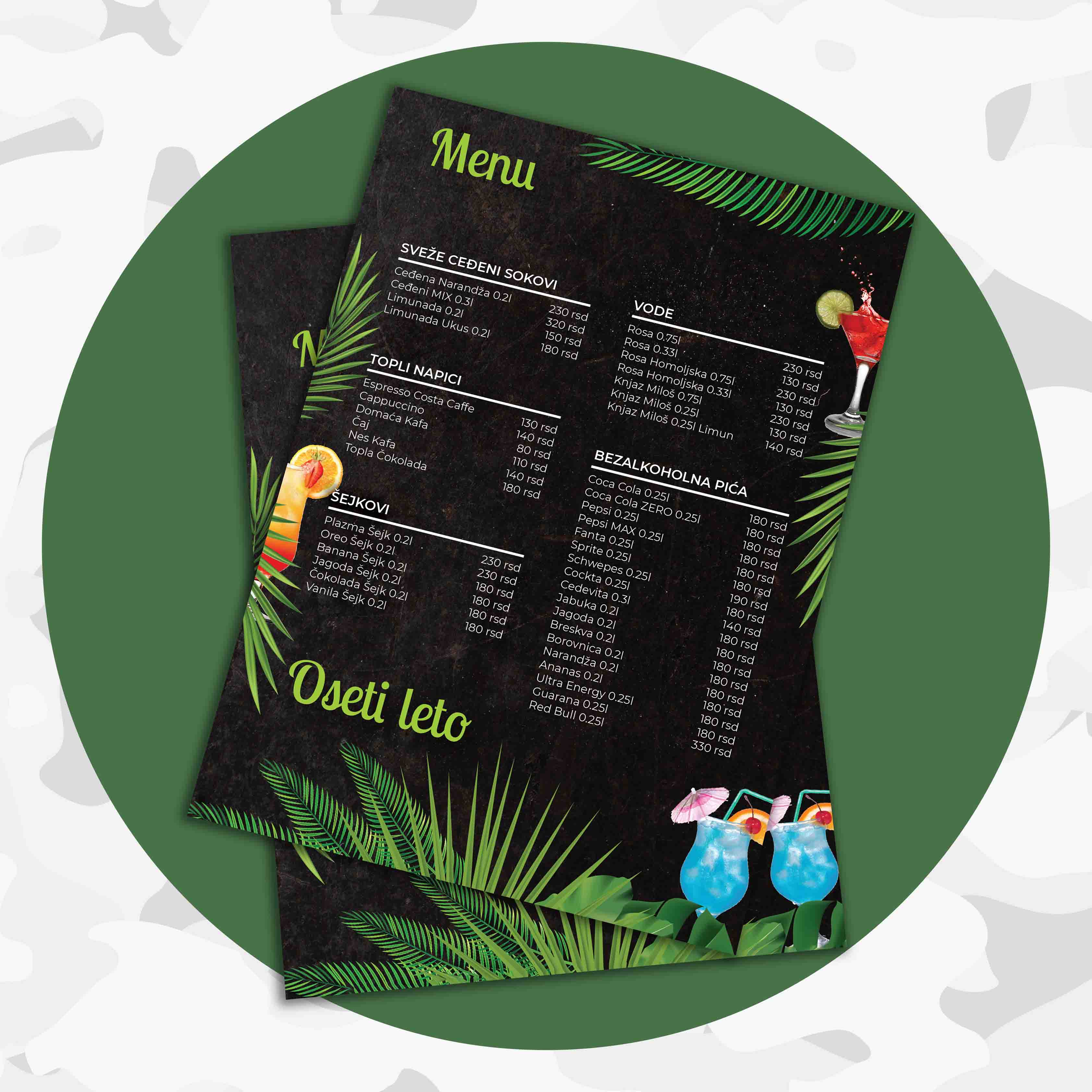 Dizajn menija za kafe bar CoCo